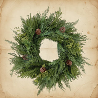 28" Pine, Berry and Pinecone Wreath