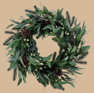 24" Eucalyptus, Berry and Pine Wreath
