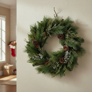 30" Cedar Wreath & Pinecone Wreath