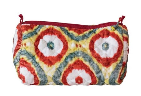 Quilted Cotton Velvet Printed Zip Pouch , 6 Style Options