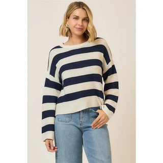 Striped Light Knit Pullover Sweater