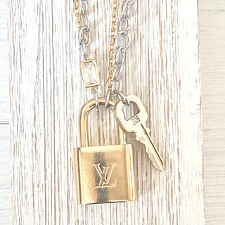 Pre Order Louis Vuitton  lock necklace repurposed upcycled LV