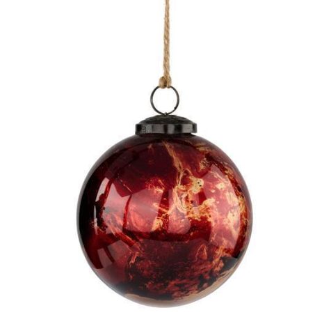 Burgundy Marble Ornament Ball, Size Options