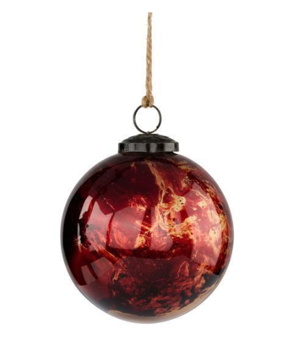 Burgundy Marble Ornament Ball, Size Options