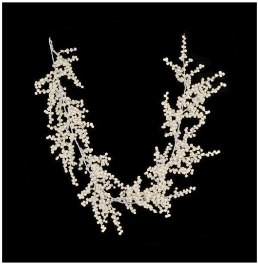 58"L Mini Berry Twig Garland Iridescent White