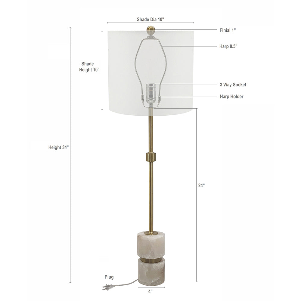 Ipori Alabaster And Metal Buffet Lamp