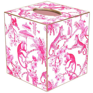 Pre Order Chic Monkey Toile Pink Tissue Box Cover