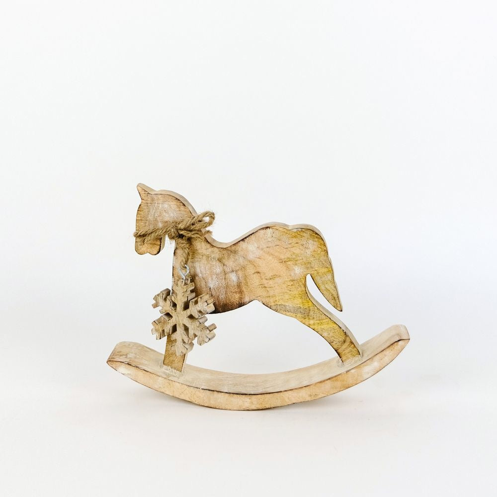 Mango Wood Cutout Rocking Horse, Size Options