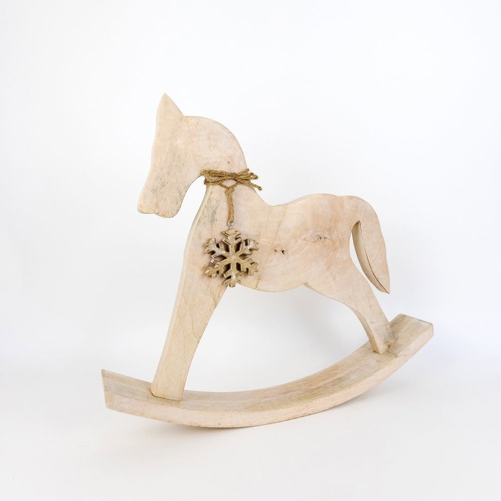 Mango Wood Cutout Rocking Horse, Size Options