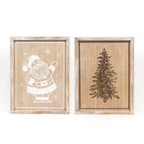 Reversible Wooden Framed Sign, Santa/Tree