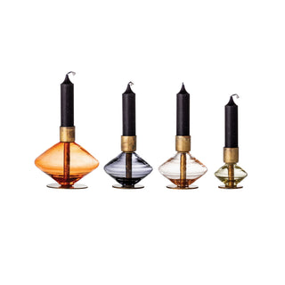 Glass and Metal Taper Holders, Set of Four