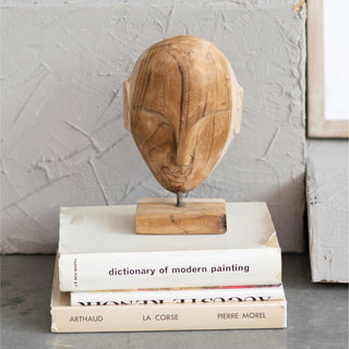 Pre Order Hand-Carved Teakwood Face on Stand