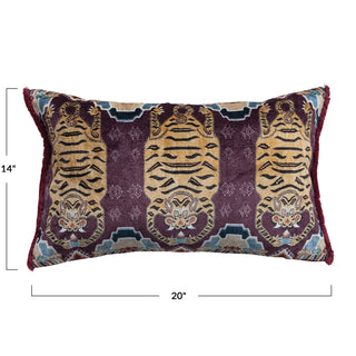 Pre Order Tibetan Tigers Cotton Velvet Printed Lumbar Pillow