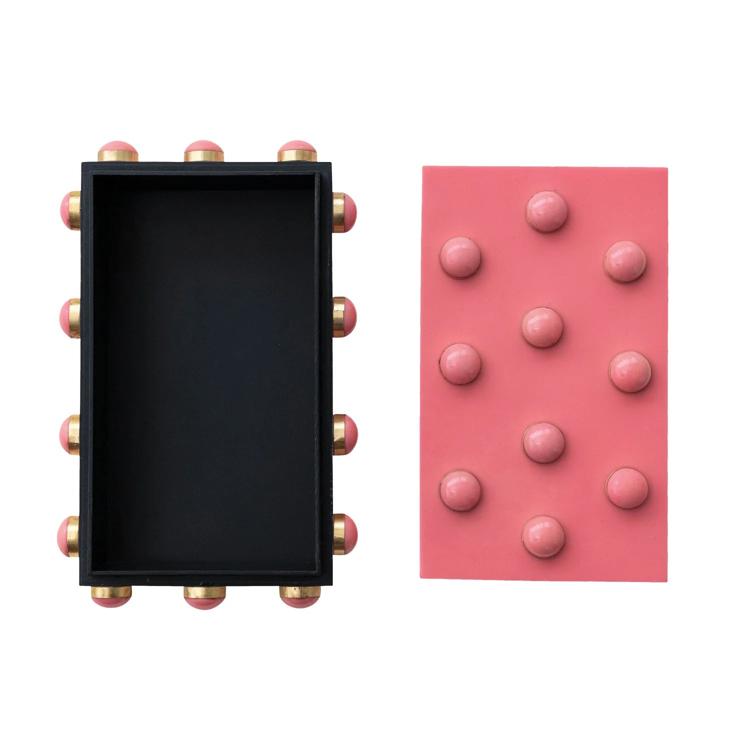 Handmade Resin Bobbin Box, Pink & Gold Finish