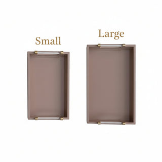 Pre Order Tan Lacquered Tray with Acrylic Handles, 2 Size Options