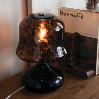 Pre Order Enameled Metal Table Lamp w/ Hand Blown Tortoise Shell Shade
