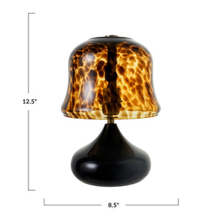 Pre Order Enameled Metal Table Lamp w/ Hand Blown Tortoise Shell Shade