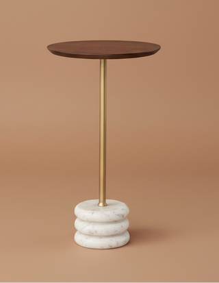 Pre Order Metal & Mango Wood Martini Table w/ Marble Base