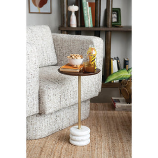 Pre Order Metal & Mango Wood Martini Table w/ Marble Base