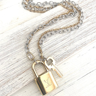 Pre Order Louis Vuitton  lock necklace repurposed upcycled LV