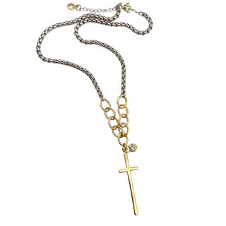 Pre Order Mixed metal cross necklace with crystal accent