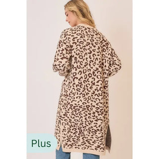 Leopard Print Knit Open Cardigan