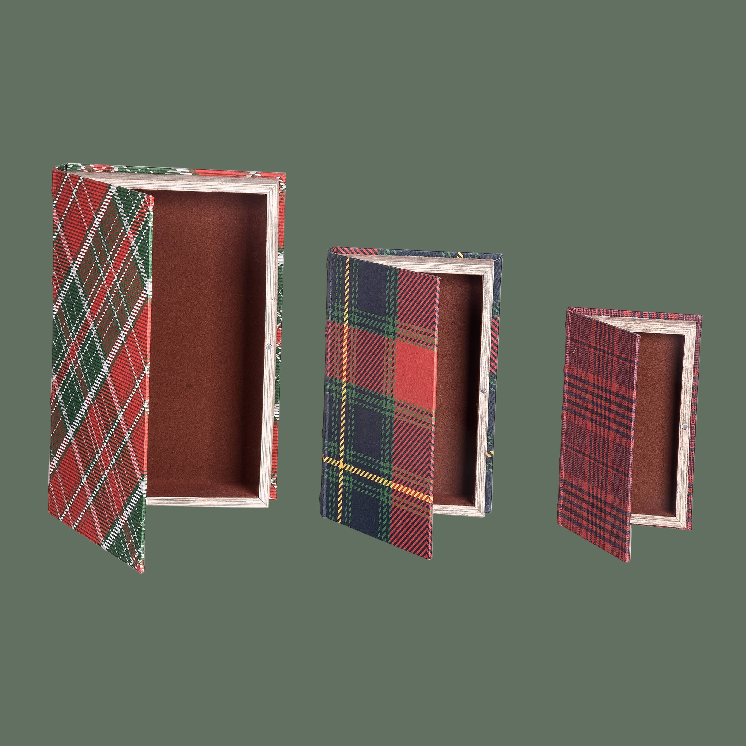 Christmas Plaid Nesting Book Boxes