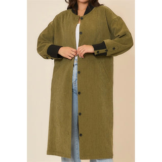 Corduroy Button Up Long Coat