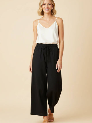 High-Rise Wide-Leg Drawstring Pants with Pockets