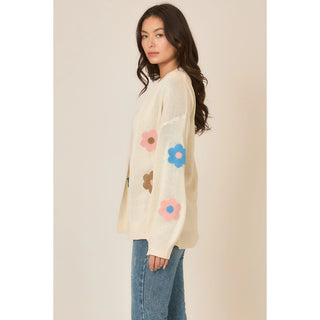 Floral Patch Knit Cardigan