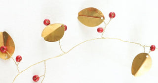 Gold Leaf And Wooden Bead Berry Garland