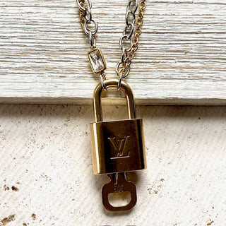 Pre Order Louis Vuitton  lock necklace repurposed upcycled LV