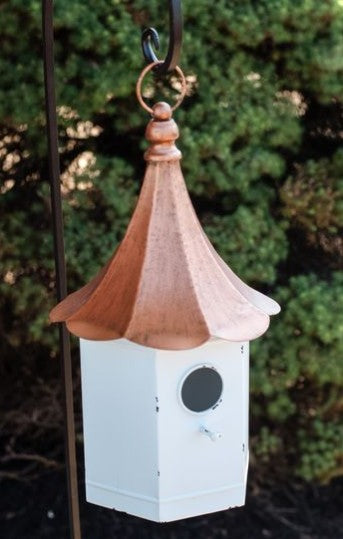 Copper and White Tin Bird House