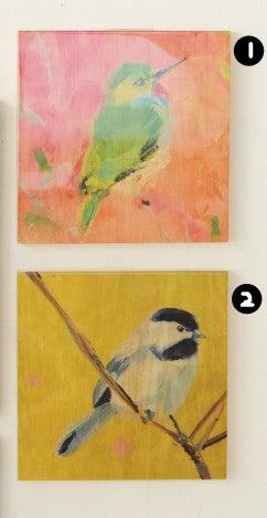 Hand-Painted Lacquered Wood Wall Decor with Bird, 2 Style Options