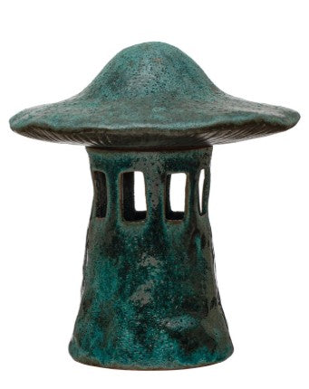 Stoneware Mushroom Lantern with Lid, Reactive Glaze, Color Options