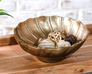 9" Antique Brass Deco Bowl