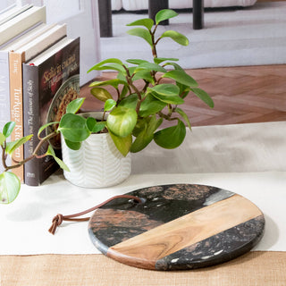 Pre Order Dark Round Marble & Acacia Wood Charcuterie Board
