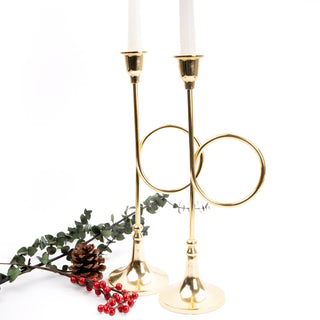 Large 14" French Horn Candlestick