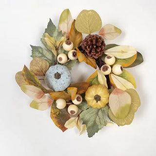 12" Fall Pumpkin Gourd Nuts Candle Ring