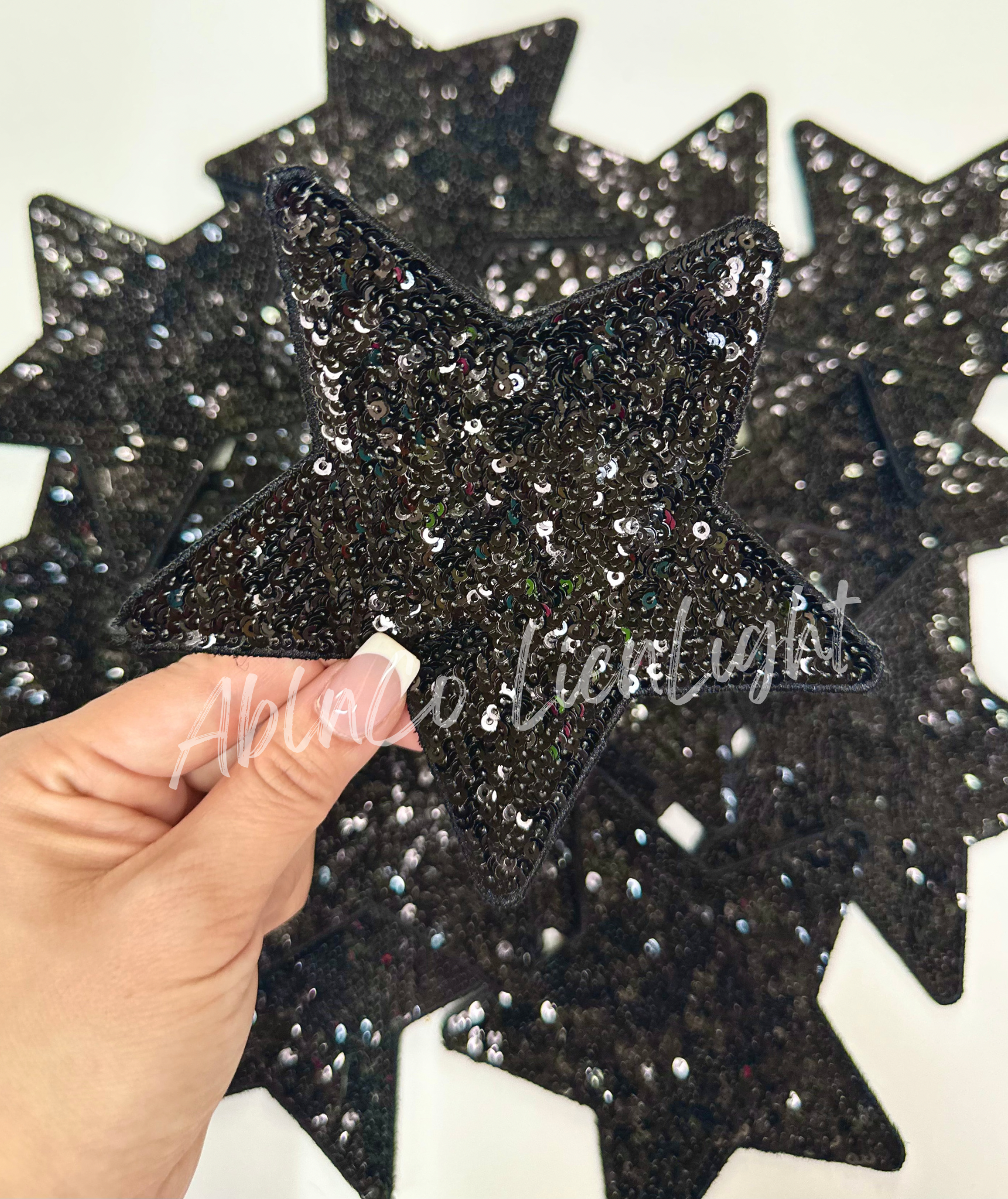 Black star sequins patch iron on