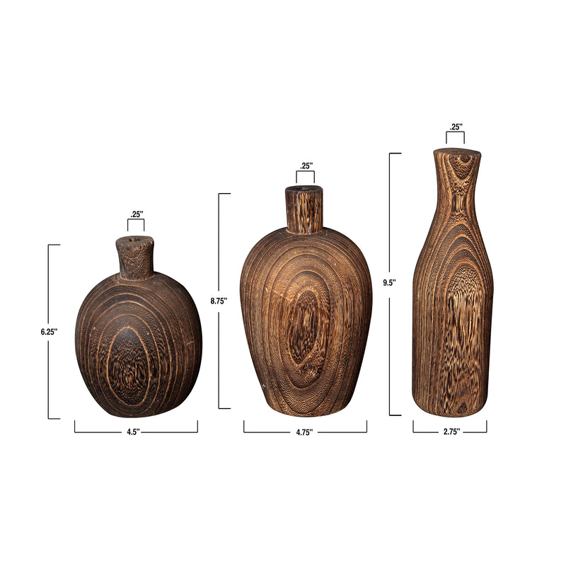 Paulownia Wood Vase, Assorted Style Options