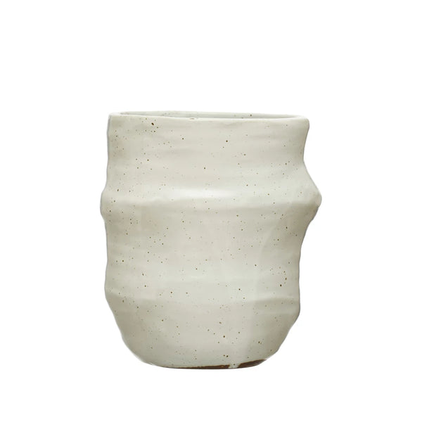 Stoneware Crock, Reactive Glaze, White