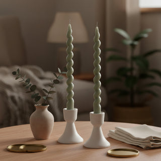 Set of 2 Twisted Taper Candles, 2 Color Options