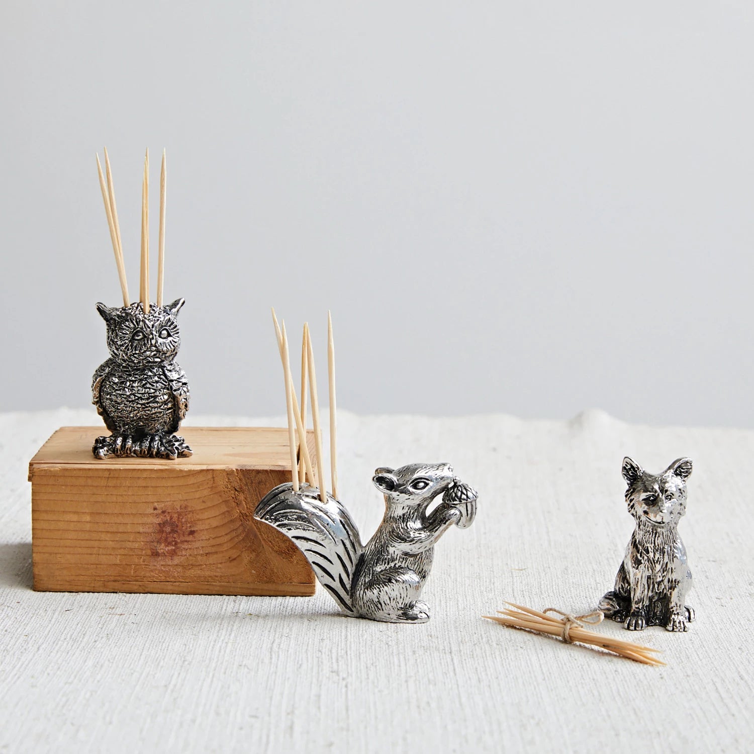 Pewter Squirrel Toothpick Holder