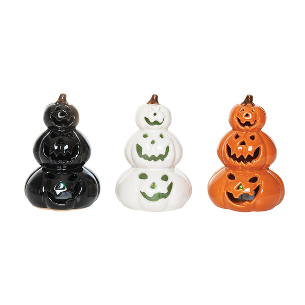Triple Pumpkins Stack With LED Figurine, Color Options