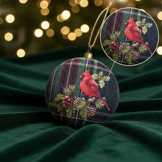 4.5" Plastic Beaded Cardinal Disc Ornament