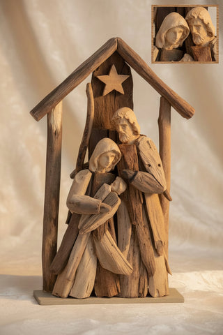 16" Driftwood Holy Family Nativity Scene