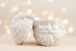 11" Cream Ceramic Santa Jar