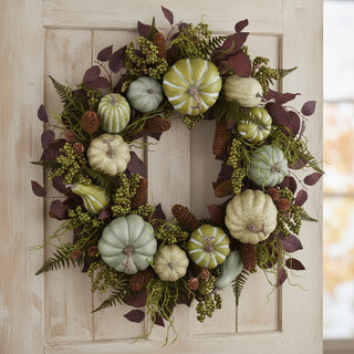 30" Pumpkin, Berry and Fern Wreath