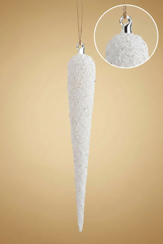 11.5" Beige Tone Glass Icicle Ornament